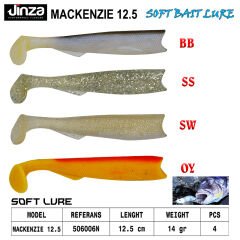 Jinza Hawk Mackenzie 125 mm 14 gr Silikon Balık 4 Adet