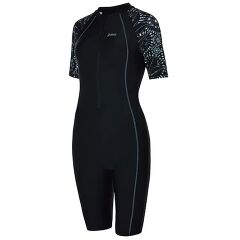 Zoggs Stellar Kneesuit Sleeve Print Kadın Mayosu Siyah - 38