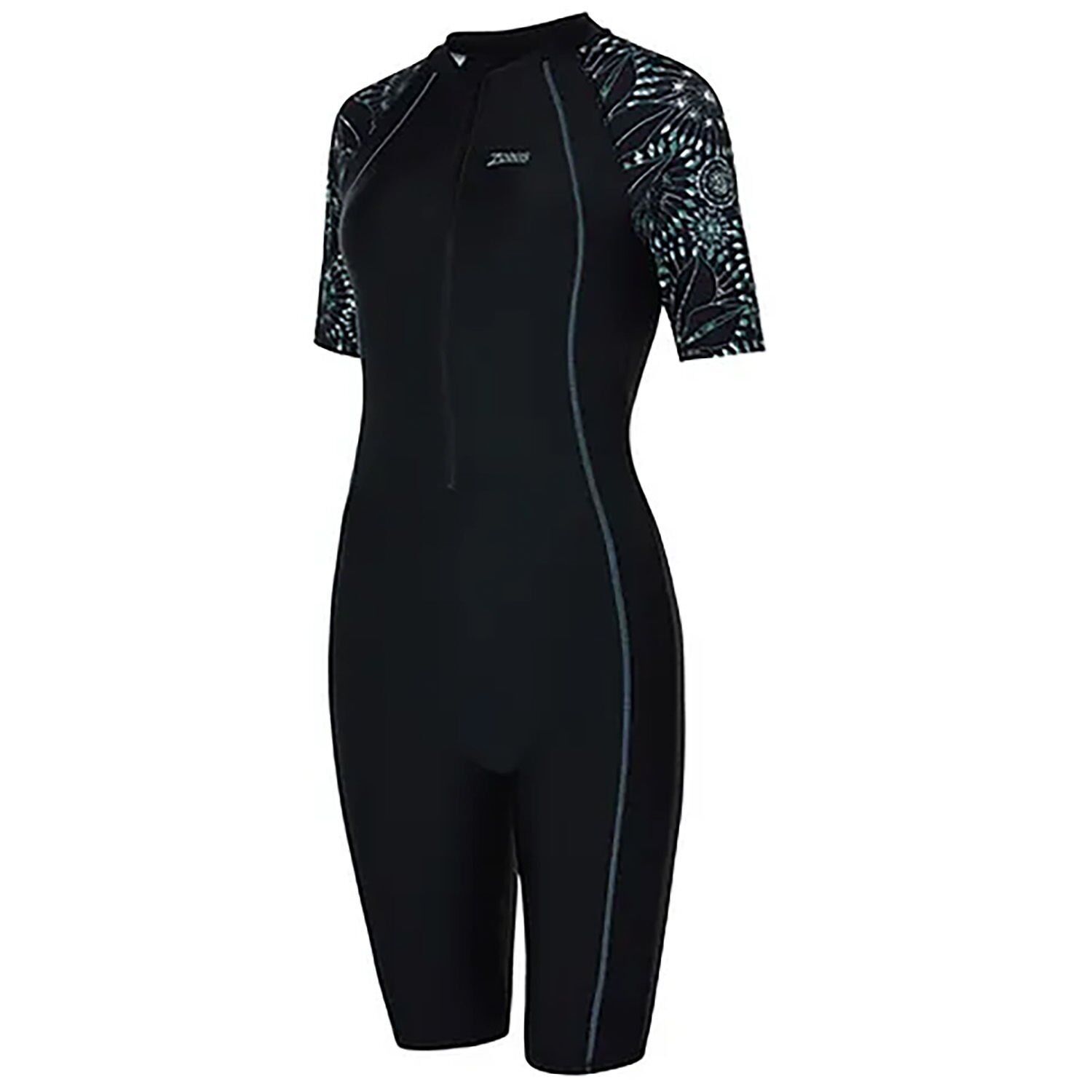 Zoggs Stellar Kneesuit Sleeve Print Kadın Mayosu Siyah - 40