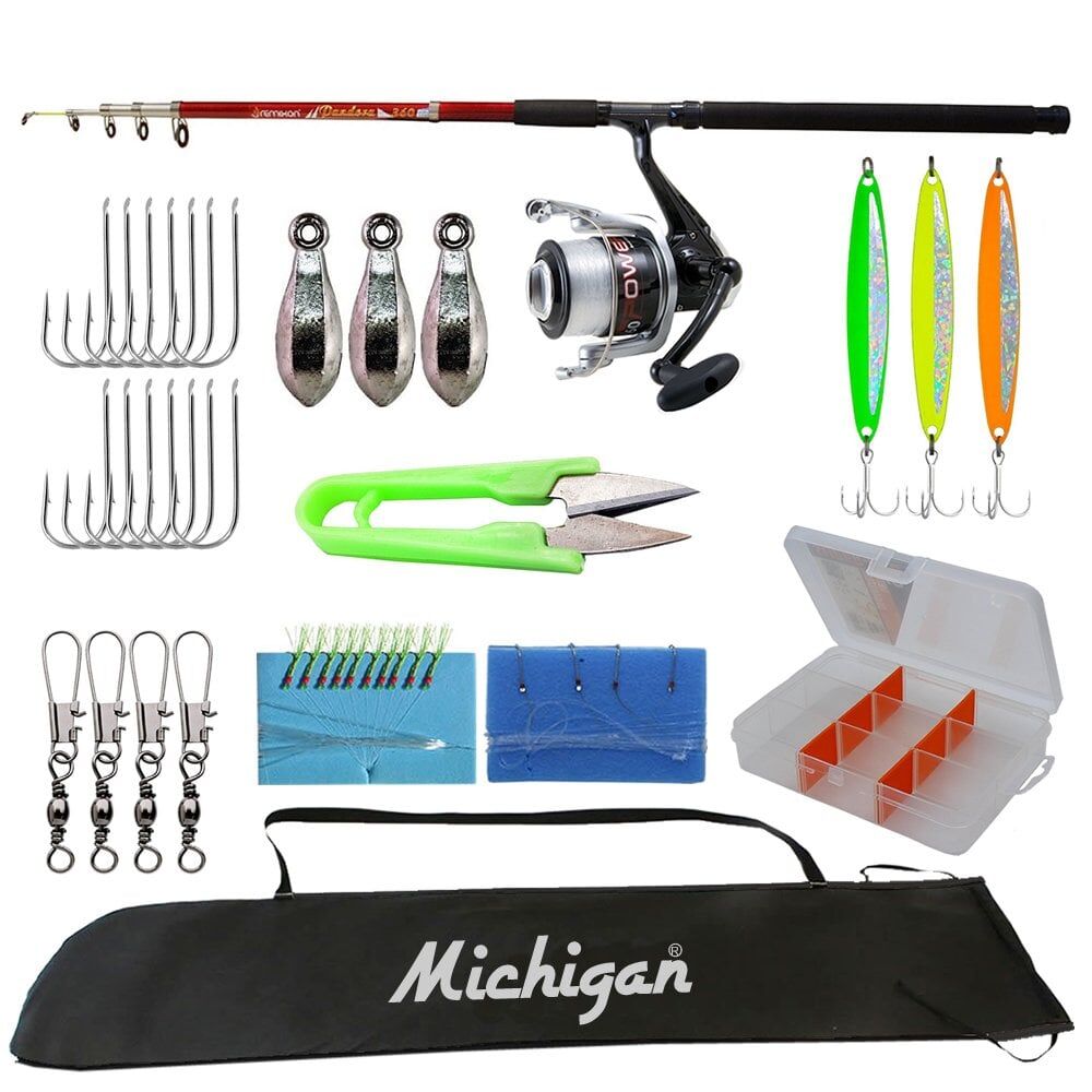 Michigan Strike Ve Lineaffe 30 Parça Makine Kamış Olta Takımı Seti