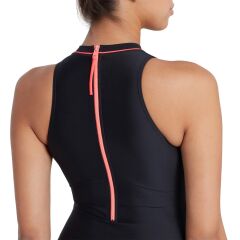 Zoggs Cable Zipped Hi-Neck Kadın Mayosu Siyah - 40