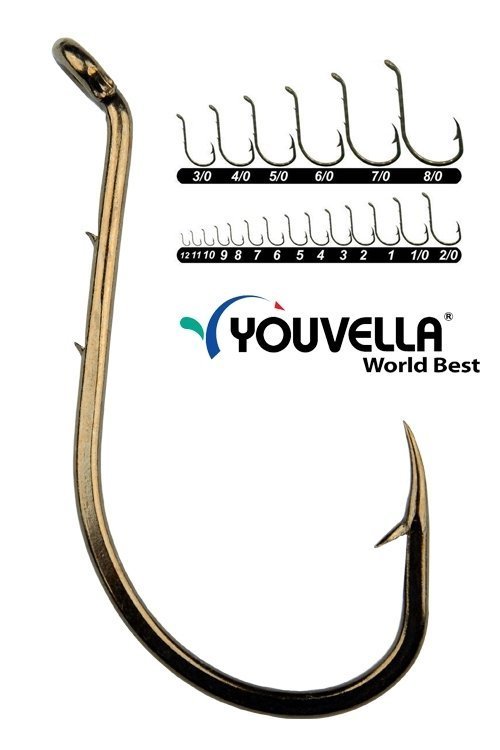 Youvella 1364 Delikli Tırnaklı Papağan Olta İğnesi 100'lü Kutu Bronz 2/0