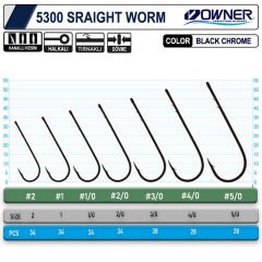 Owner 5300 Straight Shank Black Chrome İğne