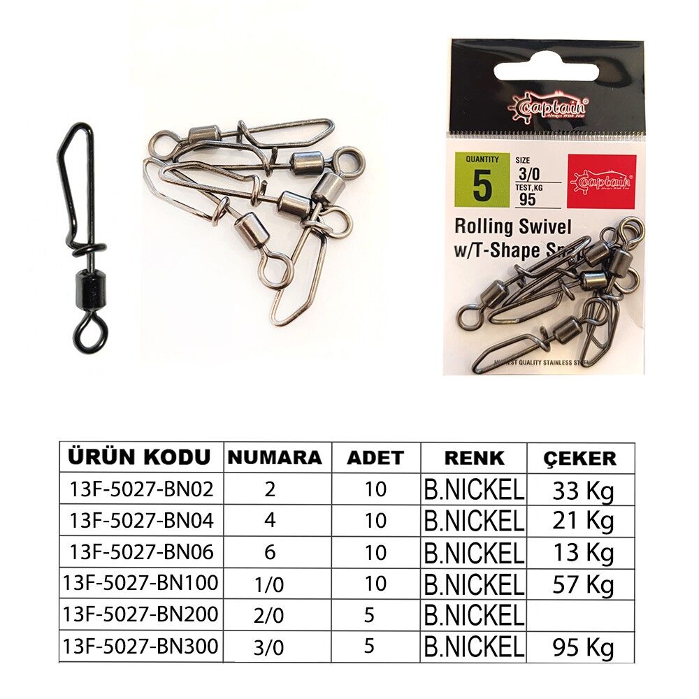Captain 5027 Kilitli Klips Speed 10'lu Paket Black Nikel