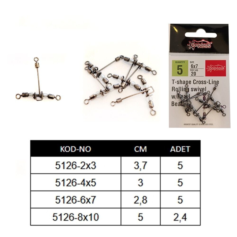 Captain 5126 Üçlü Uzun T Fırdöndü 5'li Paket Black Nikel