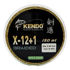 Kendo X-12+1 Braided 150m Apple Green Örgü İp 0,16mm