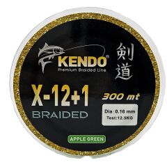 Kendo X-12+1 Braided 300m Apple Green Örgü İp 0,25mm