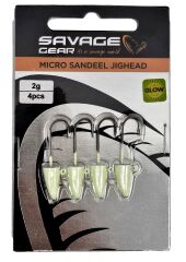 Savage Gear LRF Micro Sandeel Jighead Glow 4 Adet #8 2,5gr