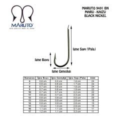 Maruto 9491 BN Düz Olta İğnesi No:8 (20Pcs)