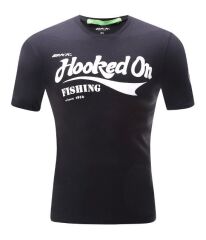 BKK Hooked On Fishing Siyah Tişört XL