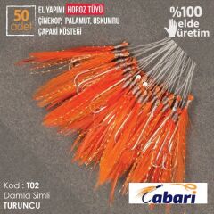 Abari Horoz Tüyü Çinekop Çapari Kösteği Turuncu 50 adet